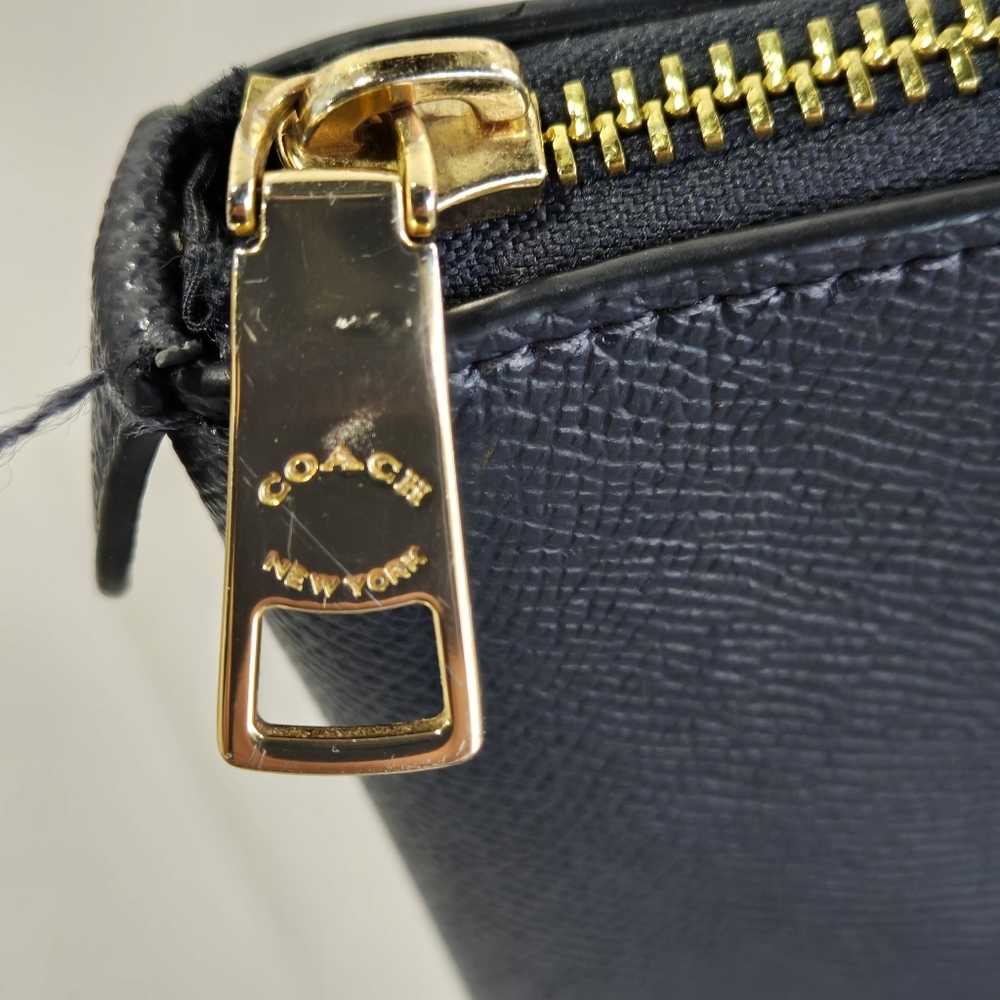 Coach (F79608) Signature Blue Leather Gallery Tote Shoulder Handbag Large ZipTop - Picture 9 of 16